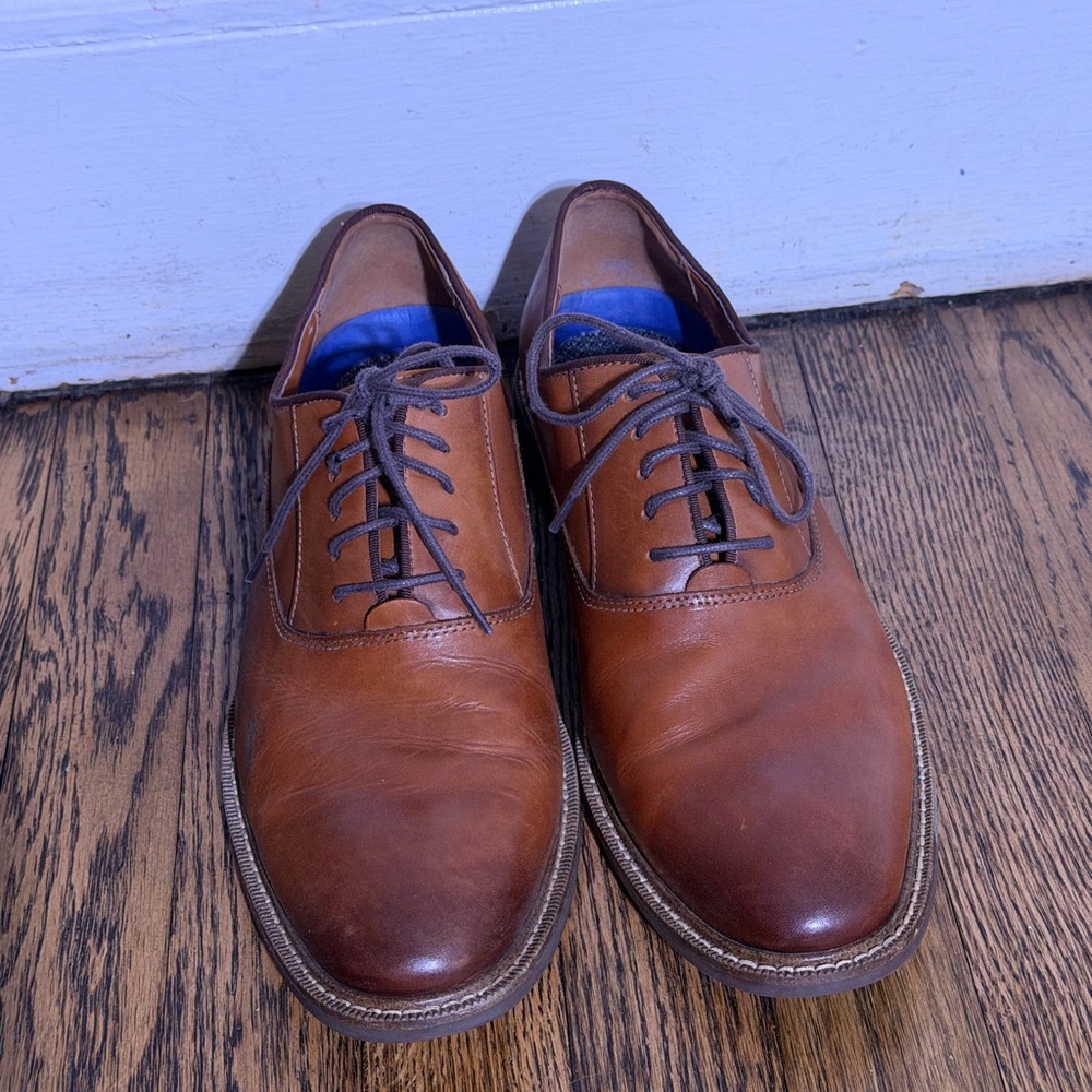 Vince Camuto Men's Tan Leather Oxfords - Picture 2 of 7